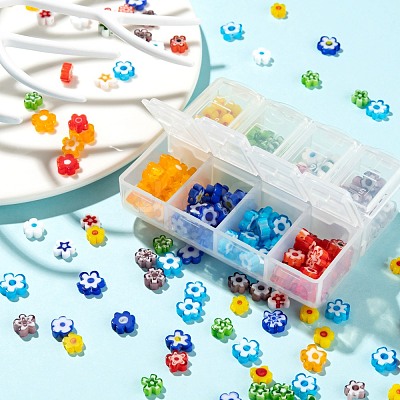 8 Colors Handmade Millefiori Glass Bead Strands LAMP-LS0001-13-1