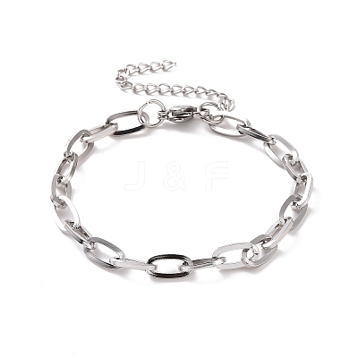 Non-Tarnish 304 Stainless Steel Cable Chain Bracelet for Men Women BJEW-E031-05B-P-1