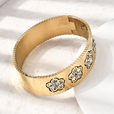 304 Stainless Steel Pave Clear Cubic Zirconia Hinged Bangles for Women BJEW-Z166-02G-1