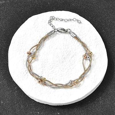 304 Stainless Steel Satellite Chains Bracelets BJEW-Z106-02A-1