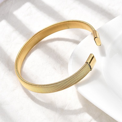 304 Stainless Steel Flat Snake Chains Cuff Bangles for Women BJEW-A067-06G-1