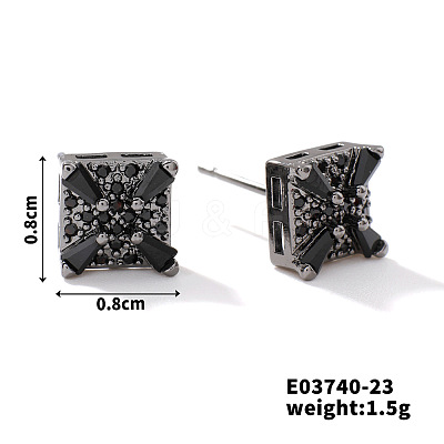 Chic Brass Cubic Zirconia Stud Earrings ZD1304-15-1