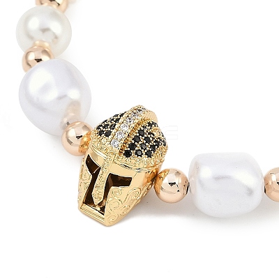 Rack Plating Brass Micro Pave Cubic Zirconia Charm Bracelets BJEW-P341-13G-02-1