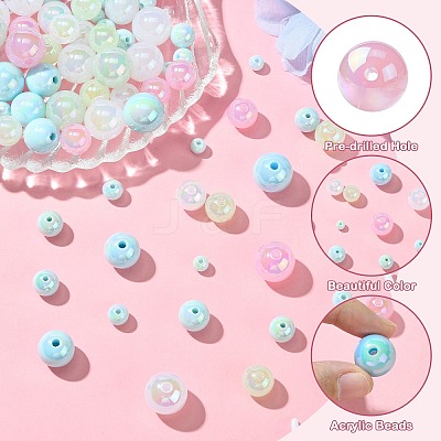 250G UV Plating Rainbow Iridescent Opaque Acrylic Beads PACR-CJ0001-38A-1