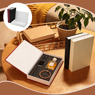 3Pcs 3 Colors Book Shaped Linen Magnetic Storage Boxes CON-GW0001-04-1