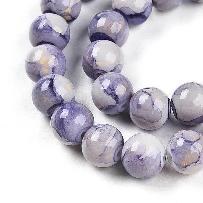 Baking Paint Glass Beads Strands X-DGLA-N003-10mm-C08-1