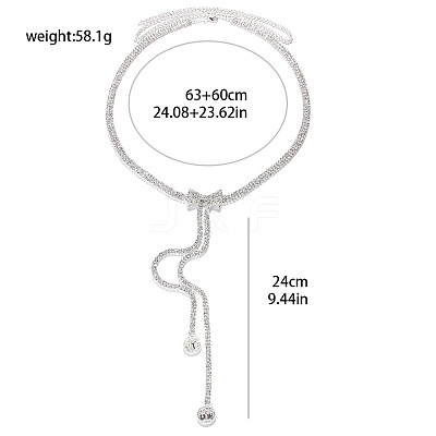 Bowknot Alloy Full Crystal Rhinestone Tassel Waist Belly Chains for Women FS-WG8B8BC-02-1