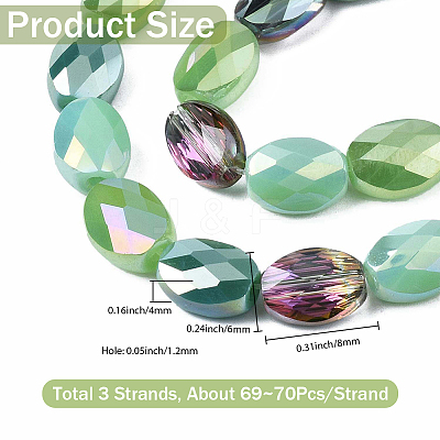 3 Strands Electroplate Glass Beads Strands EGLA-PA0001-25A-1