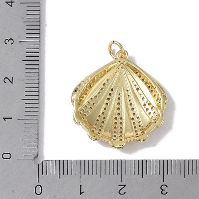 Rack Plating Brass Micro Pave Clear Cubic Zirconia Pendants X-KK-E110-03G-1