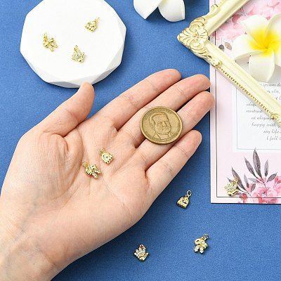 9Pcs 3 Style Brass Micro Pave Clear Cubic Zirconia Pendants KK-CJ0002-81-1
