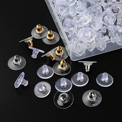 200Pcs 3 Style Brass & Plastic Ear Nuts KK-YW0001-65-1