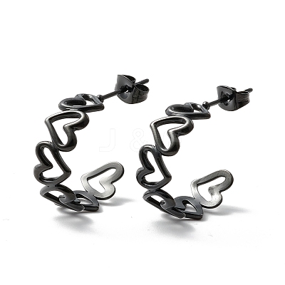 304 Stainless Steel C-shape Stud Earrings EJEW-P197-01EB-1