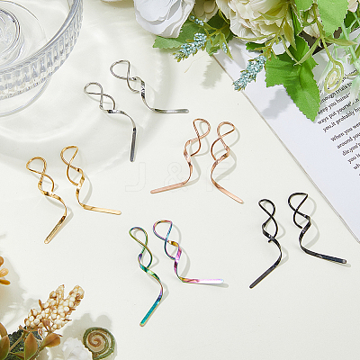 5 Pairs 5 Colors Wave Shape 304 Stainless Steel Dangle Earrings EJEW-HS0001-33-1