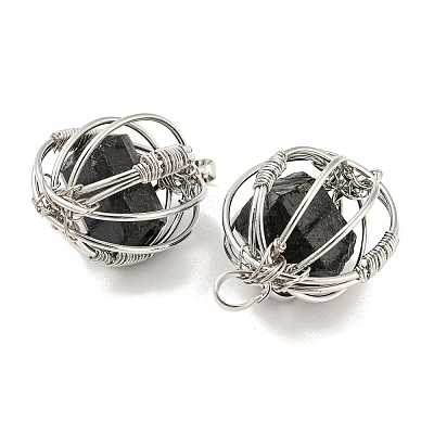 Natural Black Tourmaline Pendants G-H293-03P-02-1