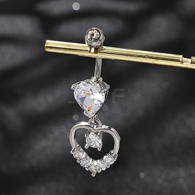 Alloy Crystal Rhinestone Dangle Curved Barbell Belly Rings LS-AJEW-R007-04P-06-1