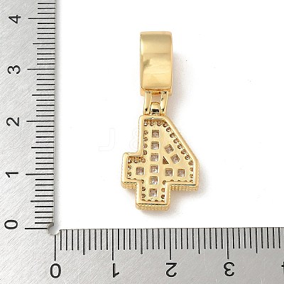Brass Clear Cubic Zirconia European Dangle Charms KK-R003-01G-04-1