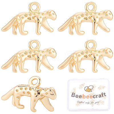 10Pcs Leopard Rack Plating Brass Charms KK-BBC0027-35-1