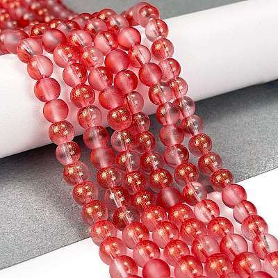 Frosted Transparent Glass Bead Strands GLAA-P065-6mm-06-1