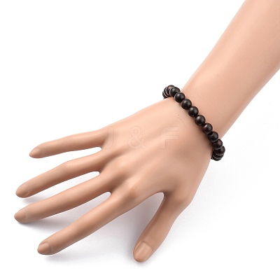 Unisex Natural Wood Beaded Stretch Bracelets BJEW-JB05463-02-1