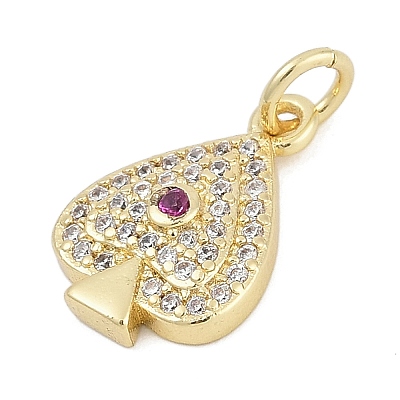 Brass Micro Pave Clear Cubic Zirconia Pendants KK-G522-53G-02-1