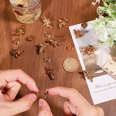 20Pcs Bees Alloy Brooches JEWB-CA0001-57KCG-1
