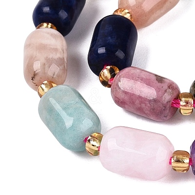 Natural Sodalite & Rhodonite & Prehnite & Amethyst & Rose Quartz & Flower Amazonite & Sunstone Beads Strands G-Q614-02A-02-1
