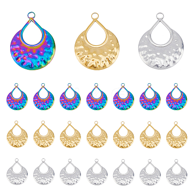 24Pcs 3 Colors 201 Stainless Steel Pendants Ion Plating(IP) STAS-DC0013-49-1