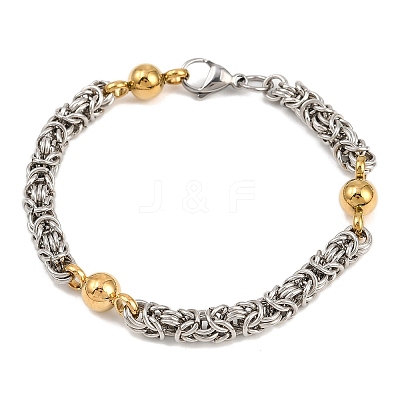 201 Stainless Steel Byzantine Chain Bracelets for Women BJEW-B143-11GP-1