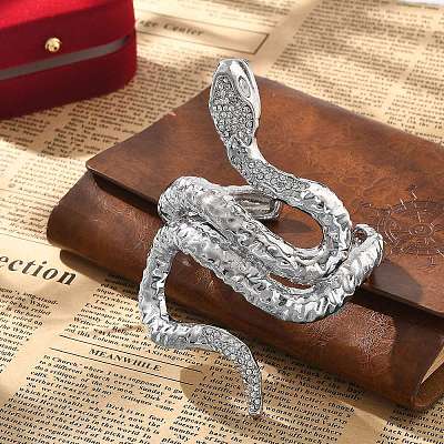 Snake Alloy Open Cuff Bangles for Women BJEW-A027-02P-1