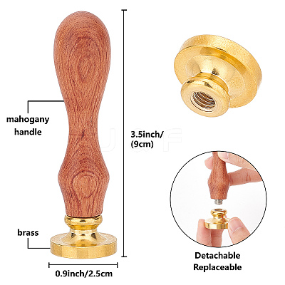 Brass Wax Seal Stamps with Wood Handle AJEW-WH0412-0050-1