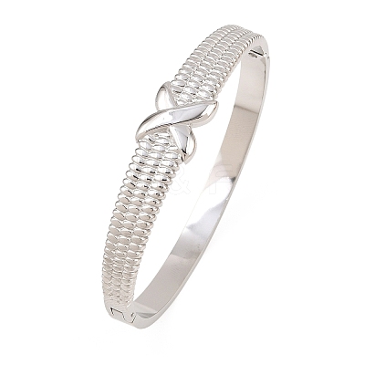 304 Stainless Steel Hinged Bangles for Women BJEW-Z155-01P-1