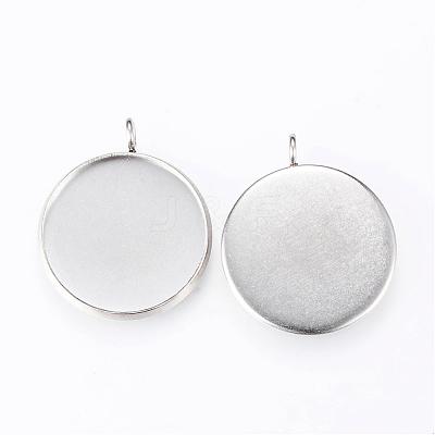 Tarnish Resistant 304 Stainless Steel Pendant Cabochon Settings STAS-R090-12-1