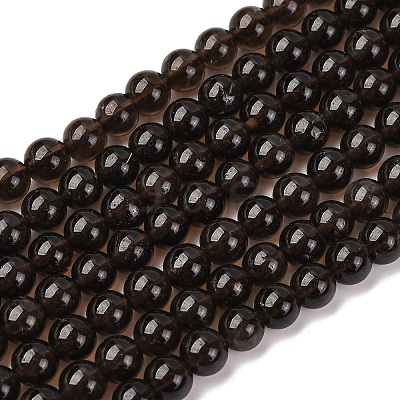 Natural Smoky Quartz Round Beads Strands G-E329-6mm-38-1