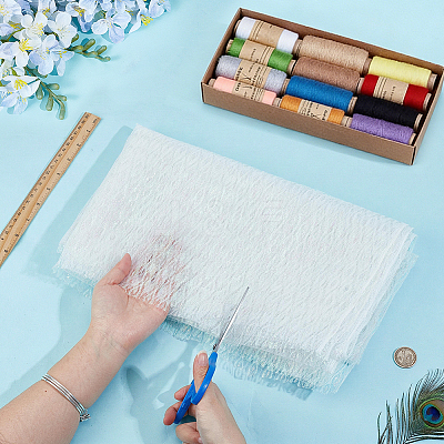 2 Yards Laser Polyester Imitation Peacock Feather Fabric DIY-PH0038-39B-1