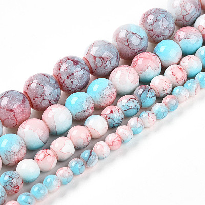 Baking Paint Glass Beads Strands DGLA-N003-6mm-C03-1