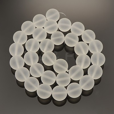 Frosted Transparent Round Glass Beads Strands FGLA-P002-6mm-03-1