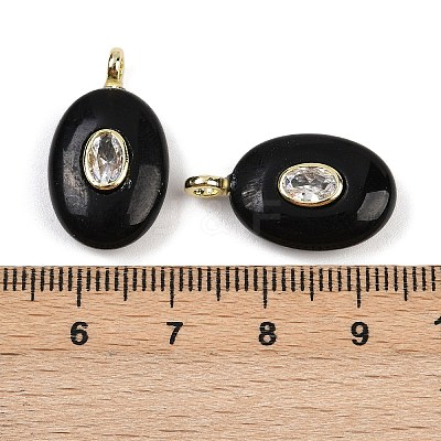 Natural Obsidian & Cubic Zirconia Pendants G-Z076-01G-12-1