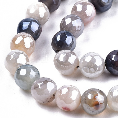 Electroplate Natural Fire Crackle Agate Beads Strands G-T131-54E-1