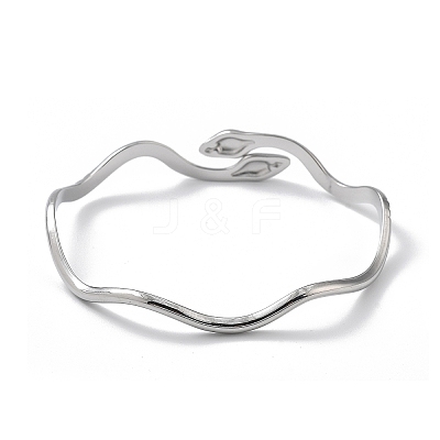 304 Stainless Steel Cuff Bangles for Women LS-BJEW-Z078-09P-1