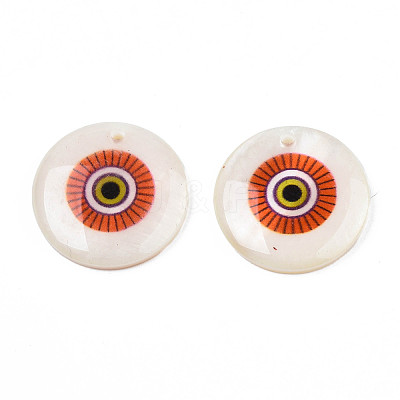 Printed Freshwater Shell Charms SHEL-T009-20E-1