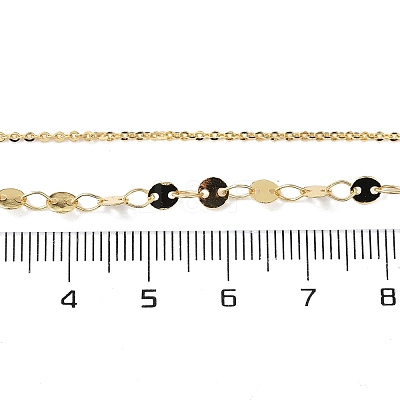 Brass Cable & Flat Sequin Chains Necklaces for Women NJEW-D302-40G-1