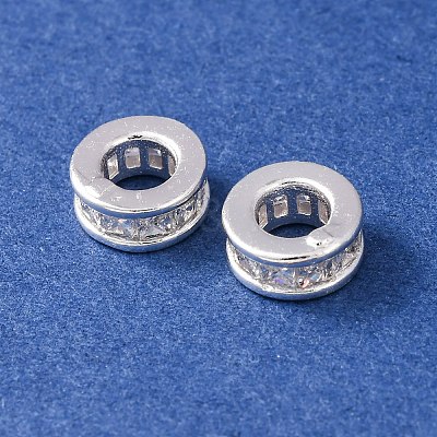 Brass Micro Pave Clear Cubic Zirconia European Beads KK-C157-25S-1