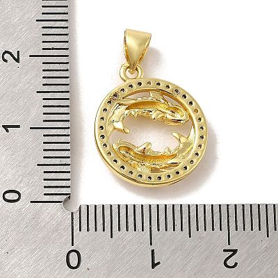 Zodiac Theme Brass Micro Pave Cubic Zirconia Pendants KK-M273-05B-G-1