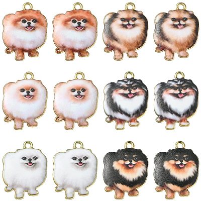 30Pcs 6 Styles Printed Alloy Pendants ENAM-CJ0005-33-1
