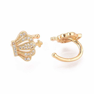 Brass Micro Pave Clear Cubic Zirconia Cuff Earrings EJEW-T047-74G-1