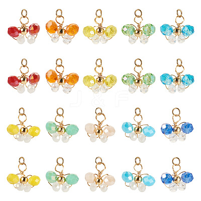20Pcs 10Colors Glass Beaded Pendants FIND-TA0009-21-1