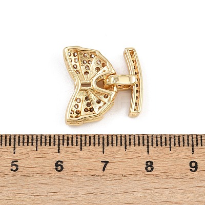 Brass Micro Pave Clear Cubic Zirconia Fold Over Clasps KK-C075-38G-1