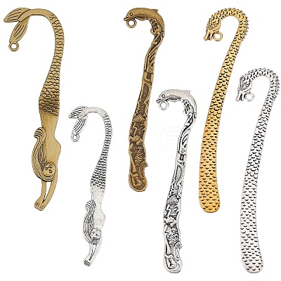 12Pcs 6 Style Alloy Bookmark Findings FIND-SC0003-51-1