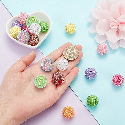 20Pcs 10 Colors AB Color Plated Acrylic Rhinestone Beads OACR-PH0004-01-1