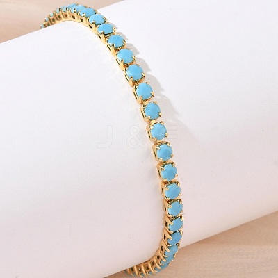 Synthetic Turquoise Tennis Bracelets KK-CBA964F-01G-04-1